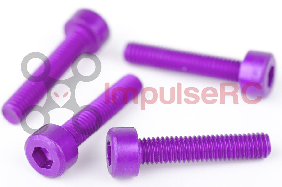 M3 x 15mm - Aluminium Cap Screw Purple (4 Pack)