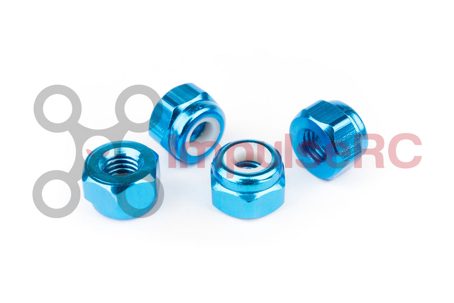 M3 - Aluminium Nylock Nuts Blue (4 Pack)