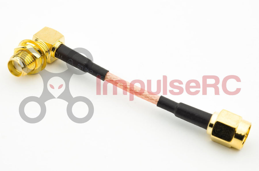5cm RP-SMA pigtail - Right angle bulkhead