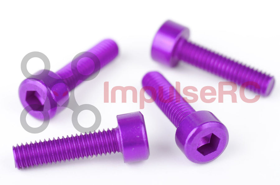 M3 x 12mm - Aluminium Cap Screw Purple (4 Pack)