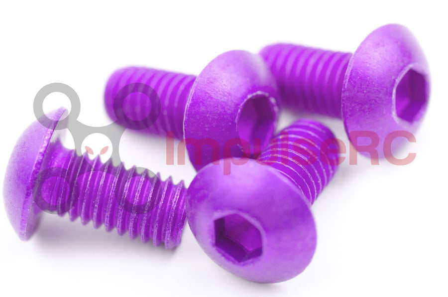M3 x 6mm - Aluminium Button Screw Purple (4 Pack)