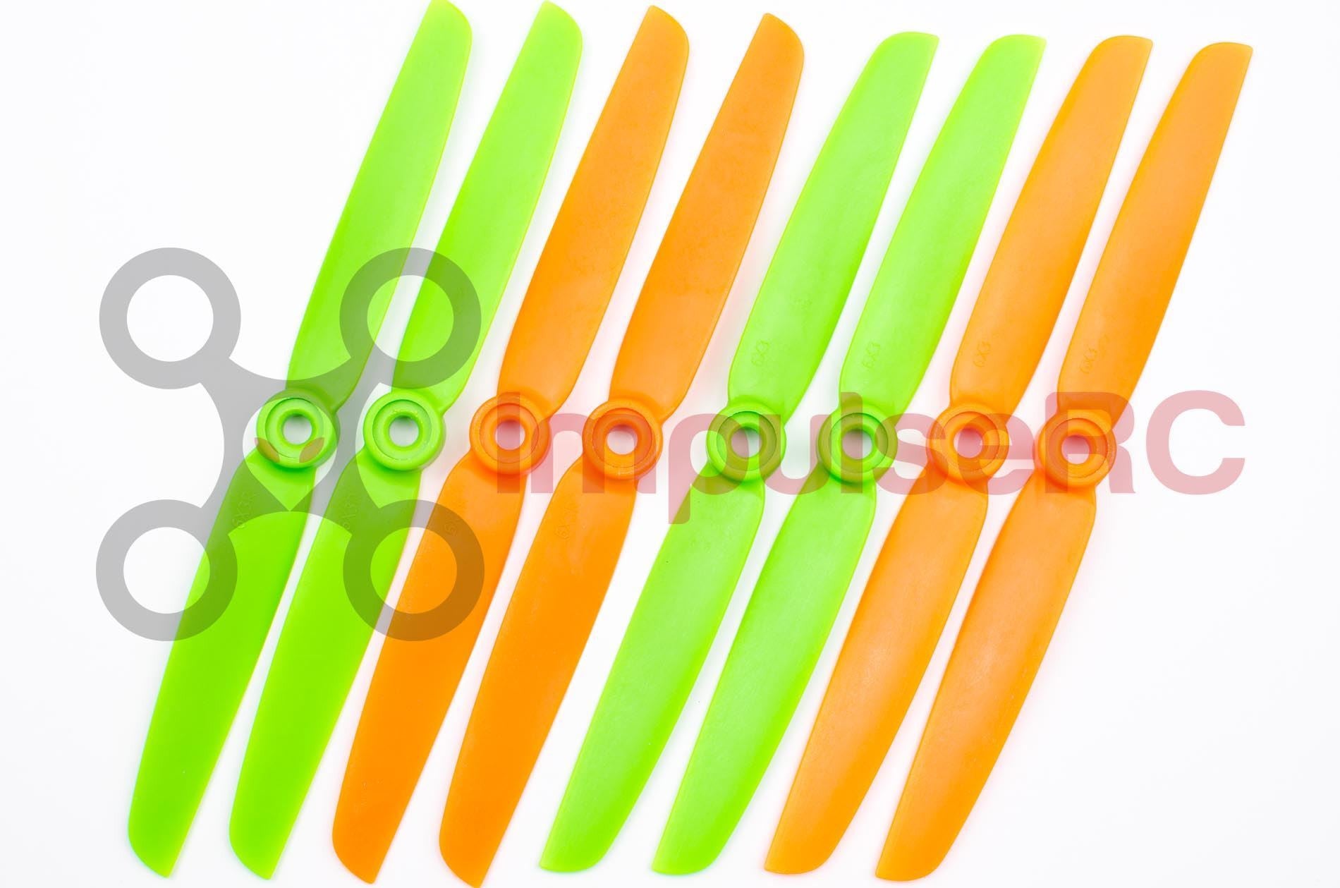 HQ Prop 6x3 - GREEN/ORANGE - (8 Pack)