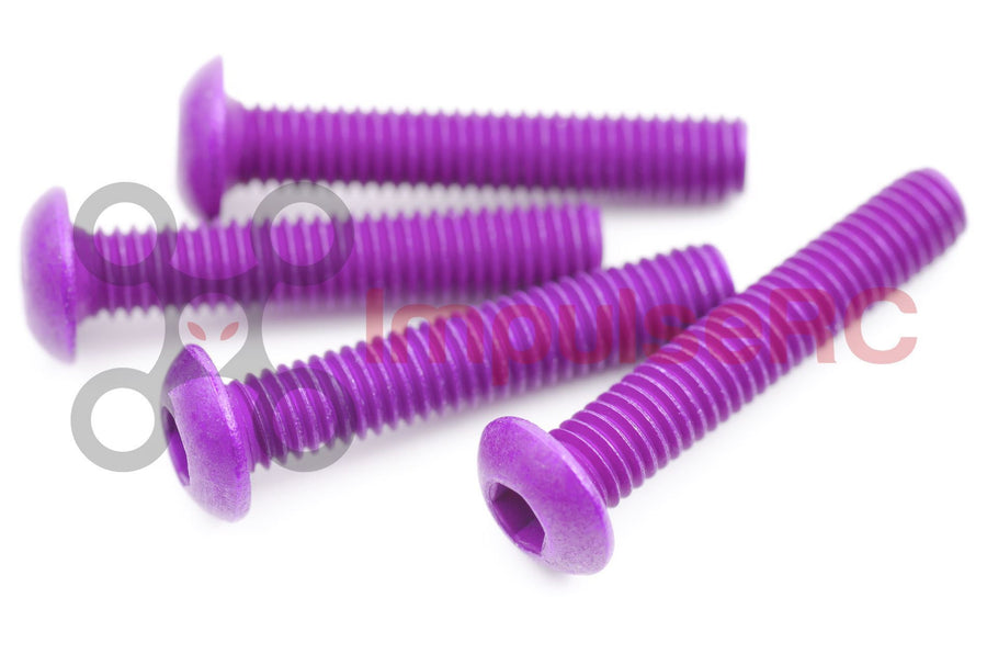 M3 x 16mm - Aluminium Button Screw Purple (4 Pack)
