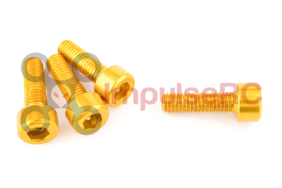 M3 x 10mm - Aluminium Cap Screw Gold (4 Pack)