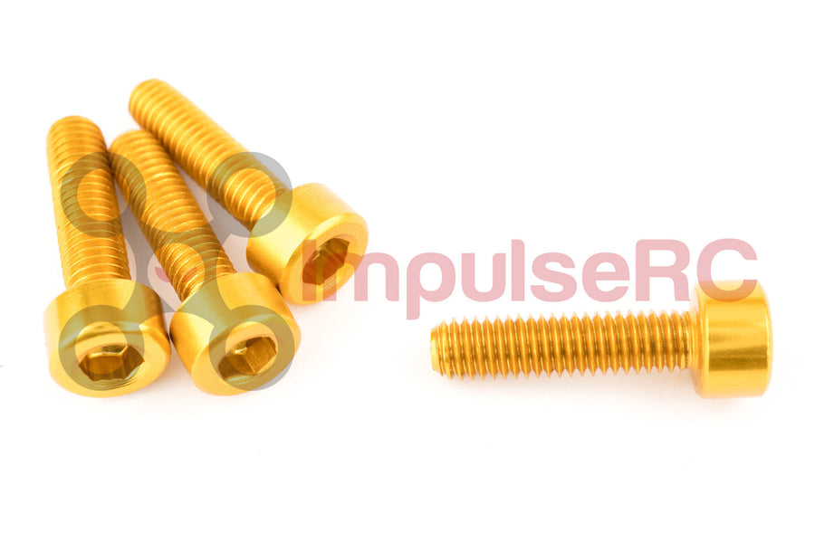 M3 x 12mm - Aluminium Cap Screw Gold (4 Pack)