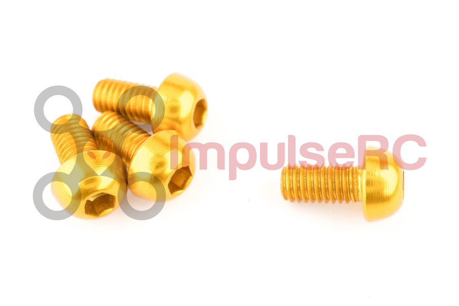 M3 x 6mm - Aluminium Button Screw Gold (4 Pack)