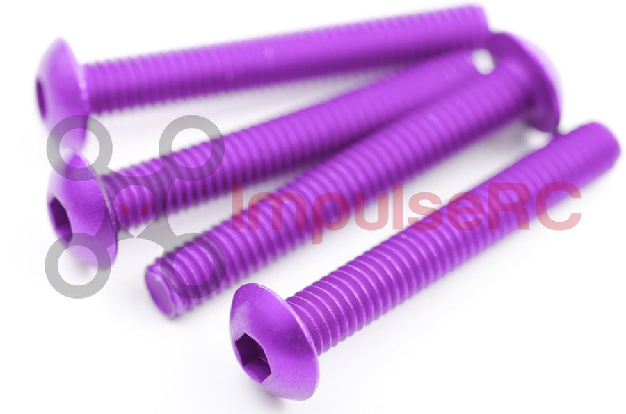 M3 x 20mm - Aluminium Button Screw Purple (4 Pack)
